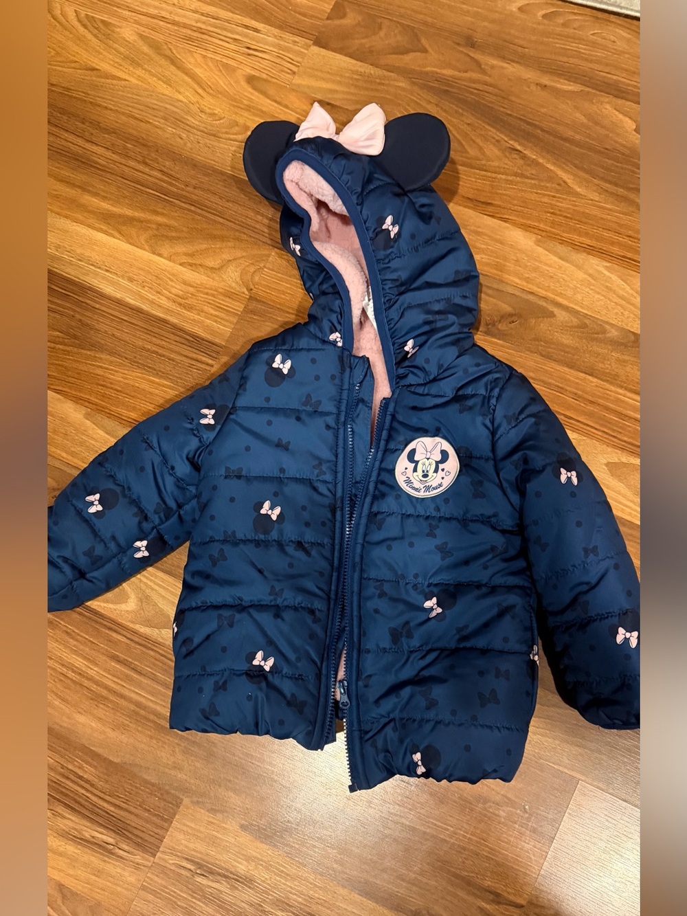 Minnie Mouse Navy Jacket with Pink Sherpa Lining